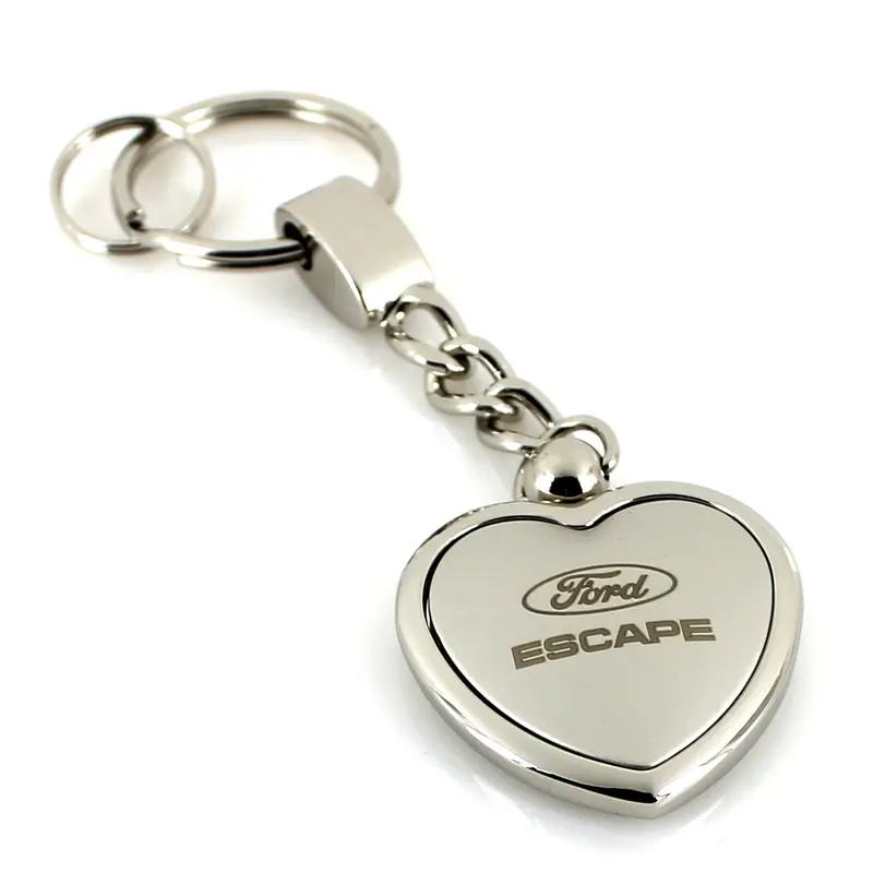 Ford Escape Heart Shape Chain Keychain (Chrome) 1