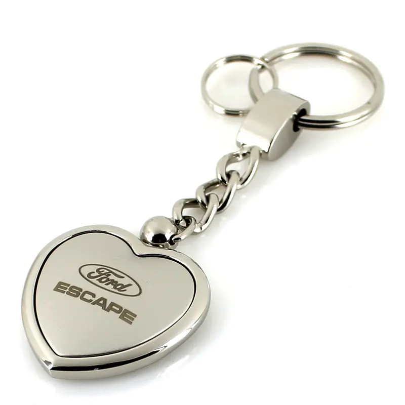 Ford Escape Heart Shape Chain Keychain (Chrome) 2