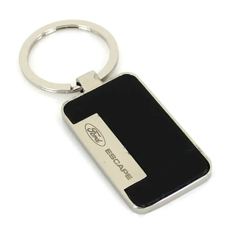 Ford Escape Rectangular Leather Insert Key Chain (Black) 1