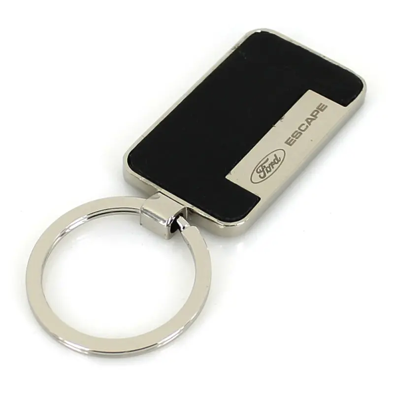 Ford Escape Rectangular Leather Insert Key Chain (Black) 2