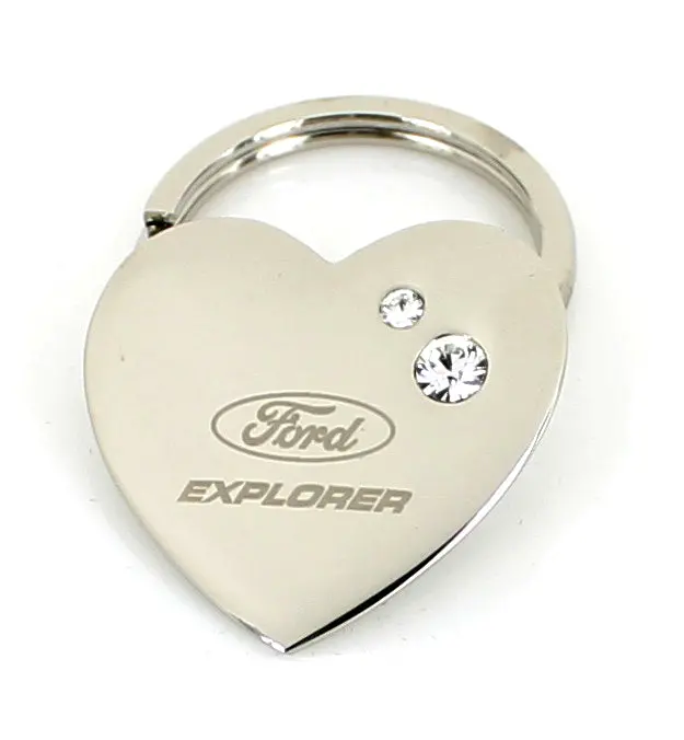 Ford Explorer Heart Shape Keychain (Chrome) 2