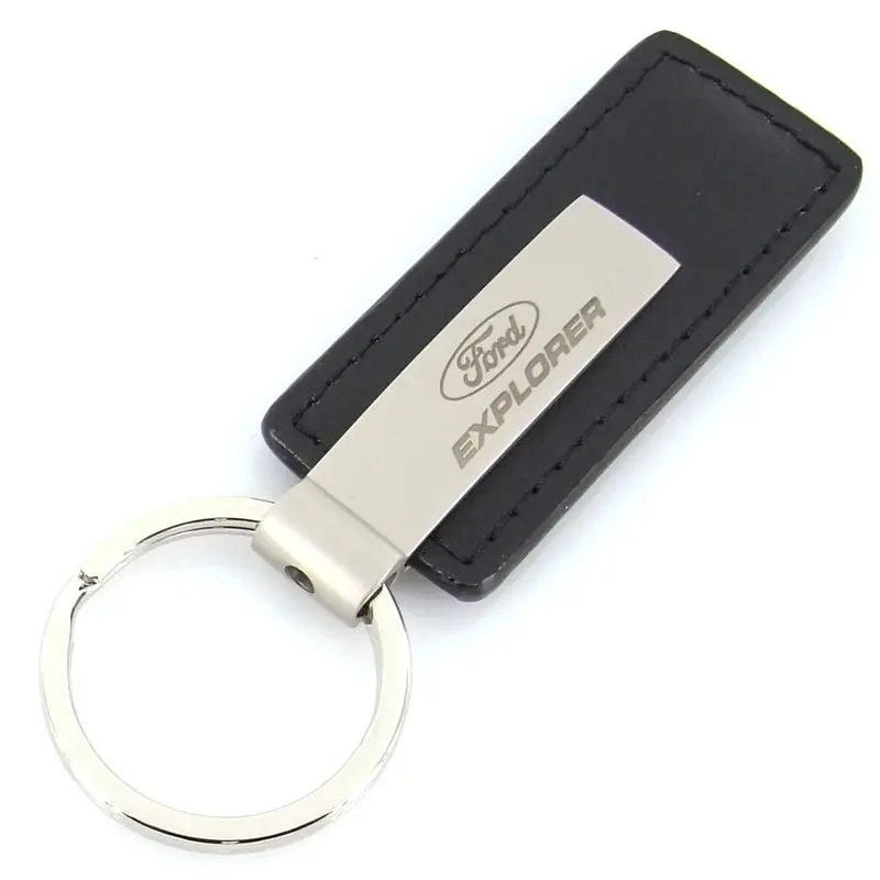 Ford Explorer Rectangular Leather Key Chain (Black) 1