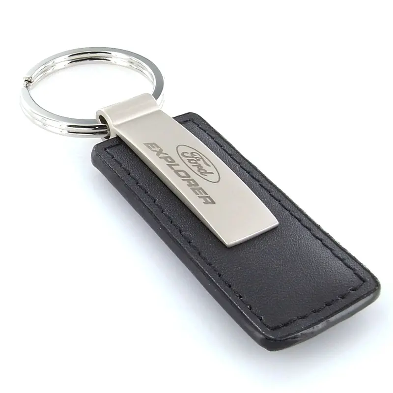 Ford Explorer Rectangular Leather Key Chain (Black) 2