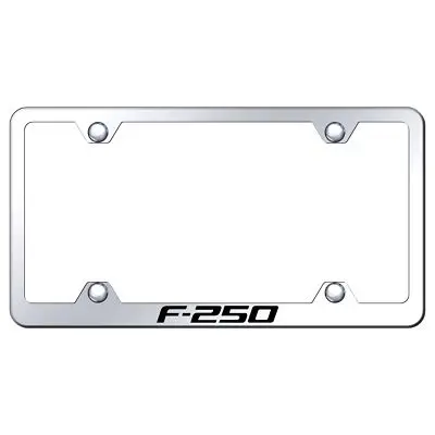 Ford F-250 Laser Etched Logo Wide Body License Plate Frame (Chrome) 1