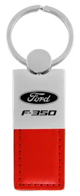 Ford F-350 Duo Rectangular Leather Key Chain (Red) 1