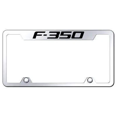 Ford F-350 Logo Stainless Steel Truck Cut-Out License Plate Frame (Chrome) 1