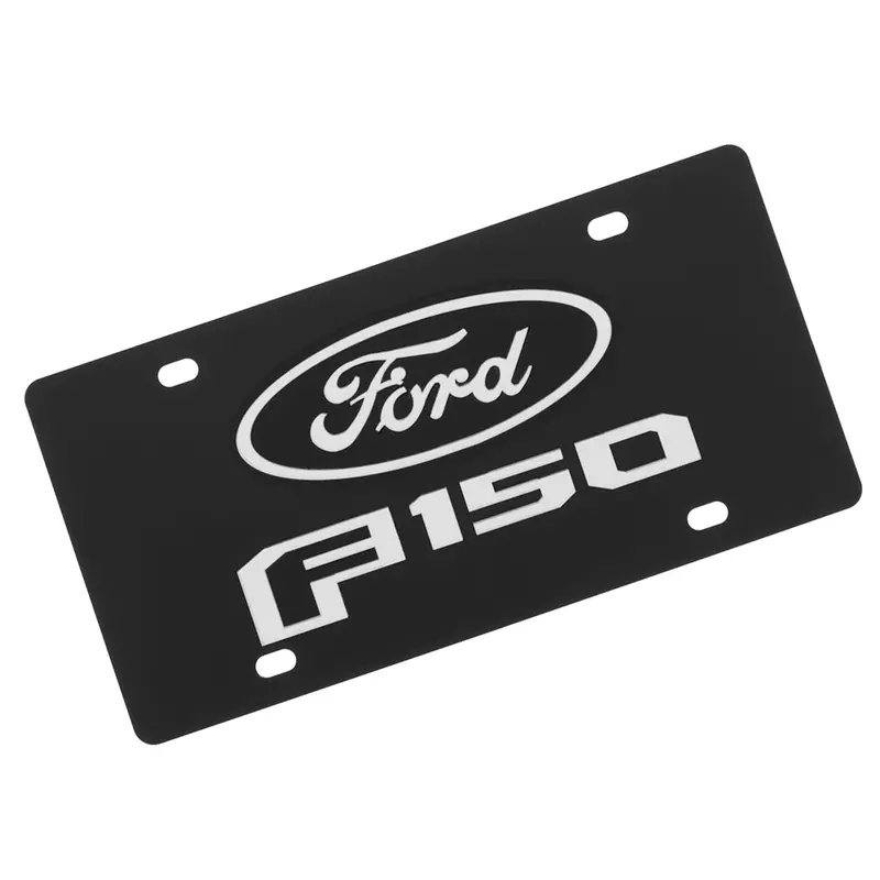 Ford F150 Dual Logo License Plate (Silver On Carbon Black) 1