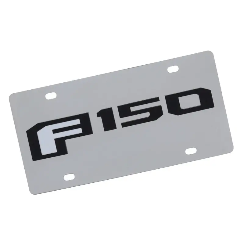 Ford F150 Logo License Plate (Black On Chrome) 1