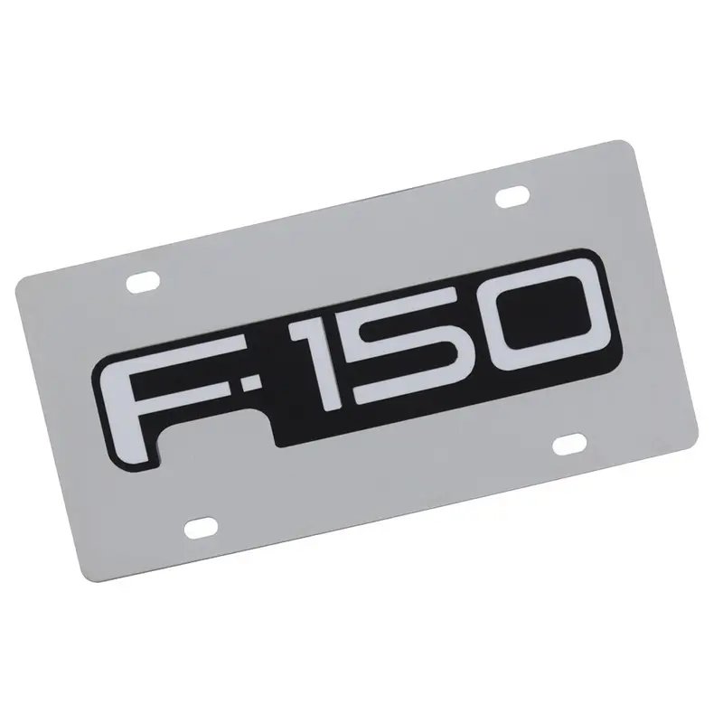 Ford F150 Logo License Plate (White On Chrome) 1
