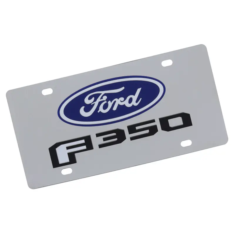 Ford F350 Dual Logo License Plate (Chrome) 1