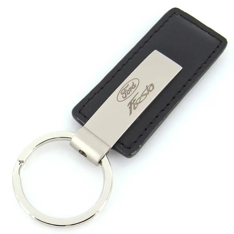 Ford Fiesta Rectangular Leather Key Chain (Black) 1
