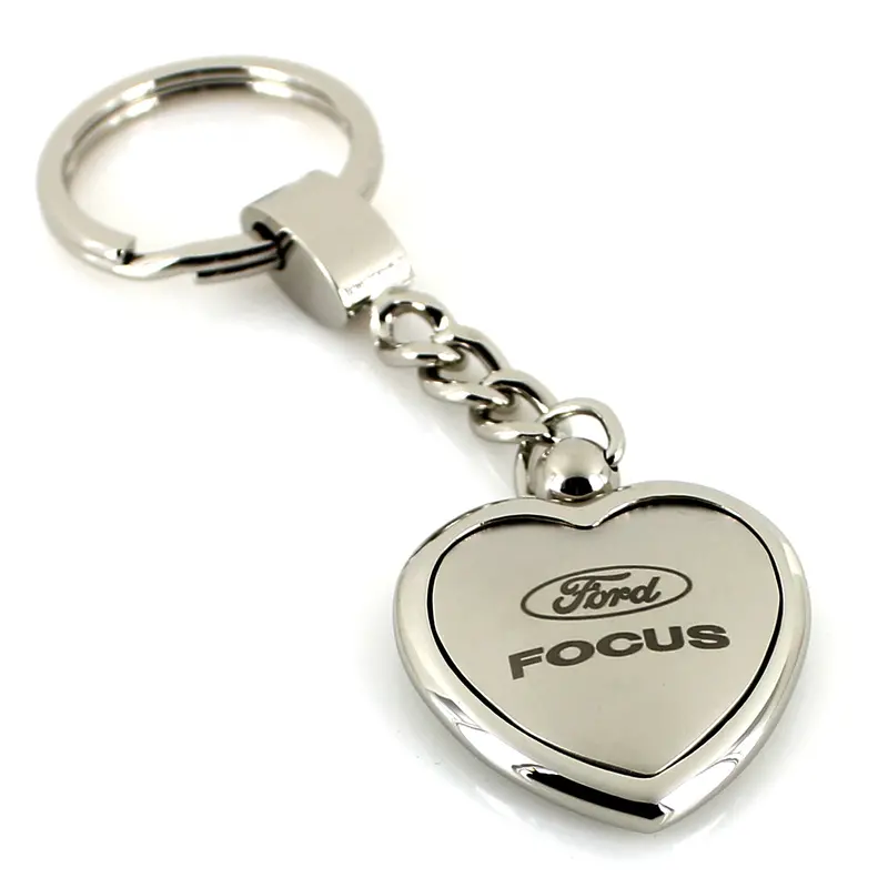 Ford Focus Heart Shape Chain Keychain (Chrome) 1