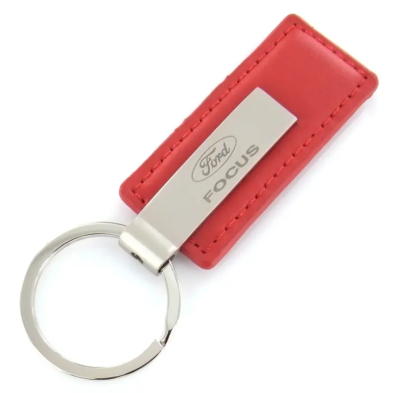 Ford Focus Leather Rectangular Key Chain (Red) 1
