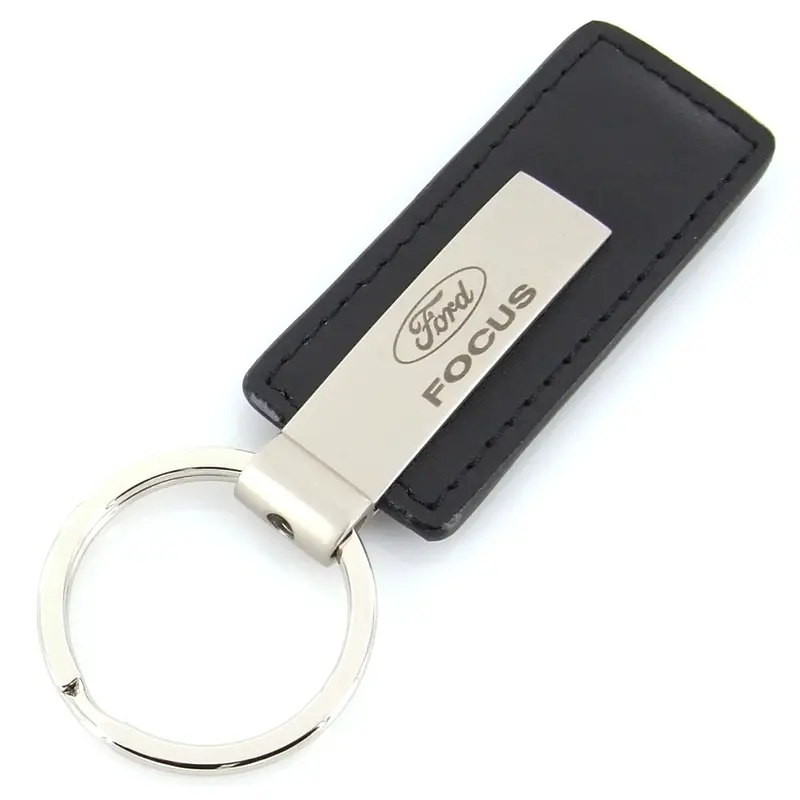 Ford Focus Rectangular Leather Key Chain (Black) 1
