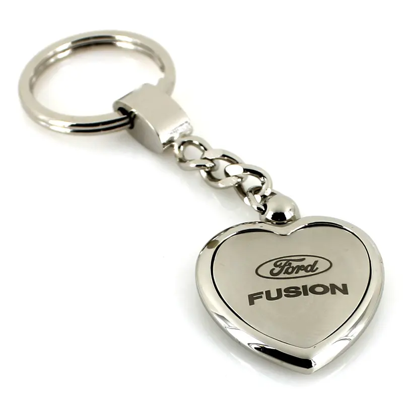 Ford Fusion Heart Shape Chain Keychain (Chrome) 1