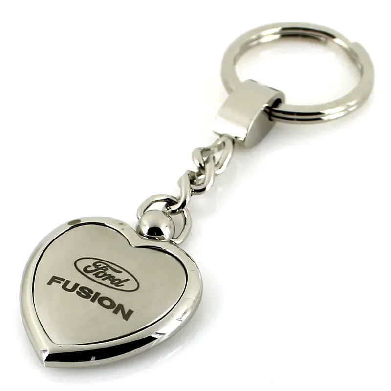 Ford Fusion Heart Shape Chain Keychain (Chrome) 2
