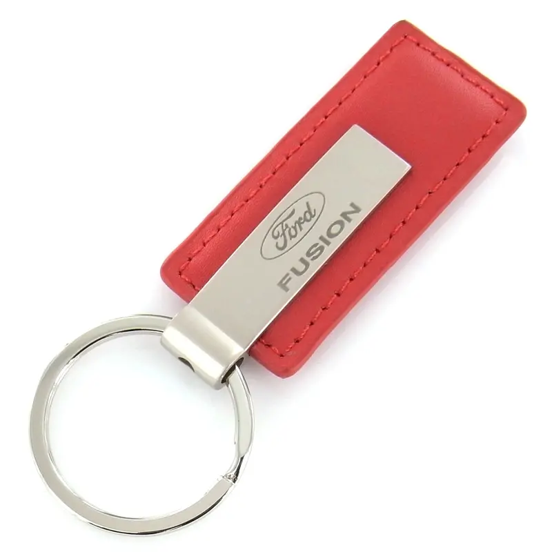 Ford Fusion Rectangular Leather Key Chain (Red) 1