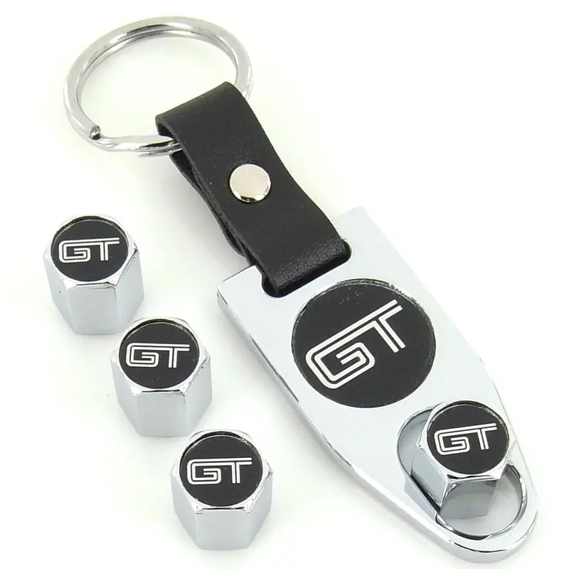 Ford Gt Logo Tire Stem Valve Caps  Wrench Gift Set  (Chrome) 1
