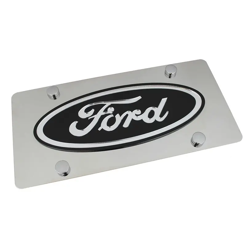 Ford Logo License Plate (Black On Chrome) 1
