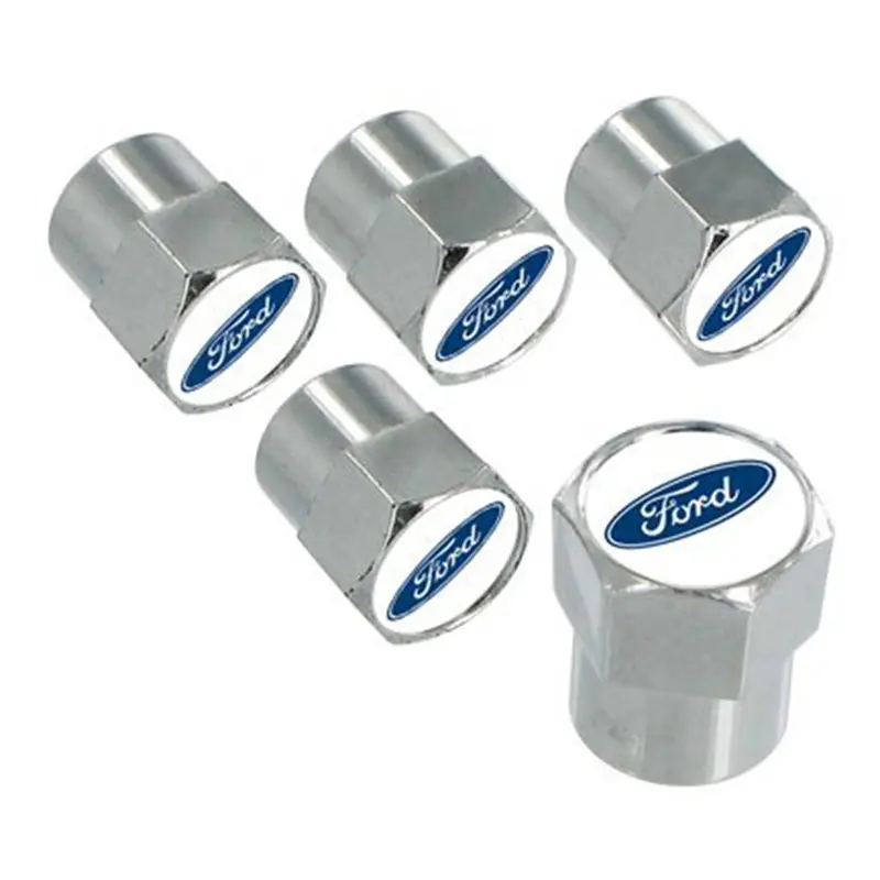 Ford Logo Tire Stem Valve Caps Set (Chrome) 1