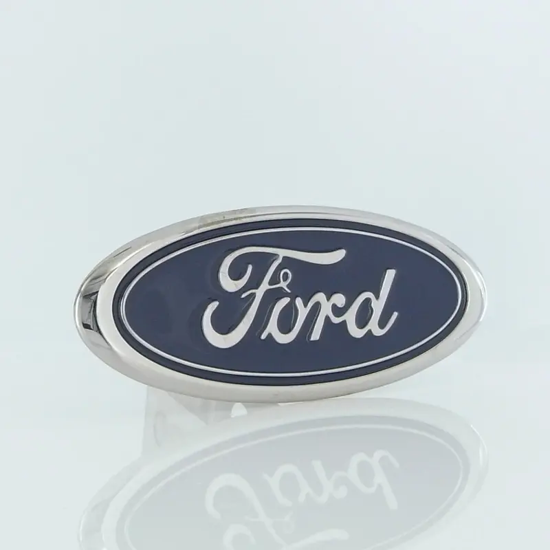 Ford Logo Trailer Hitch Plug (Blue On Chrome) 1