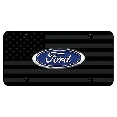 Ford Logo Uv Subdued Flag License Plate (Black) 1