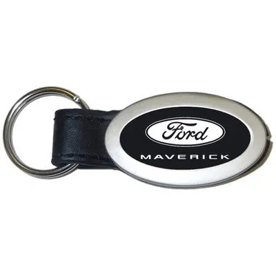 Ford Maverick Logo Oval Leather Key Chain (Black) 1