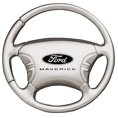 Ford Maverick Logo Steering Wheel Key Chain (Silver) 1
