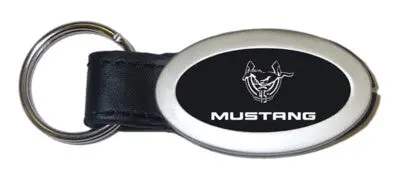 Ford Mustang 45Th Anniversary Oval Leather Key Chain (Black) 1
