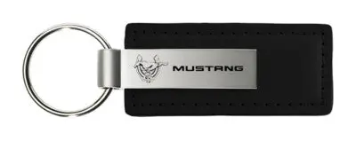 Ford Mustang 45Th Anniversary Rectangular Leather Key Chain (Black) 1