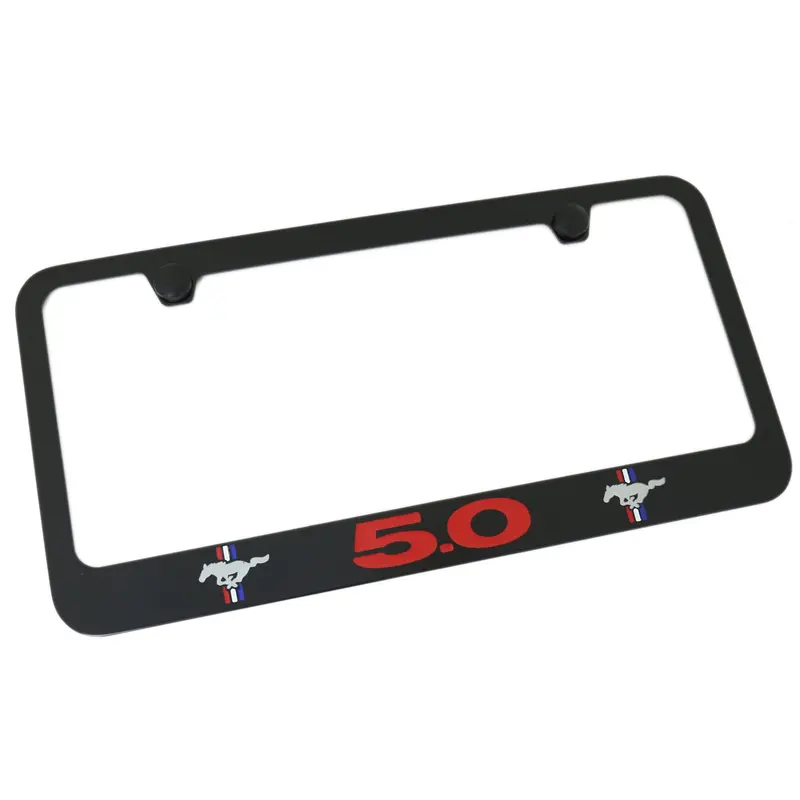 Ford Mustang 5.0 Red Dual Logo License Plate Frame (Black) 1