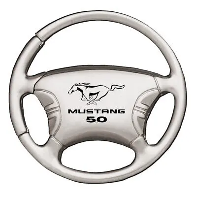 Ford Mustang 5.0 Steering Wheel Key Chain (Silver) 1