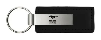 Ford Mustang 50 Years Rectangular Leather Key Chain (Black) 1