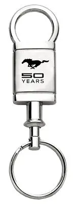 Ford Mustang 50 Years Satin Chrome Valet Key Chain (Silver) 1