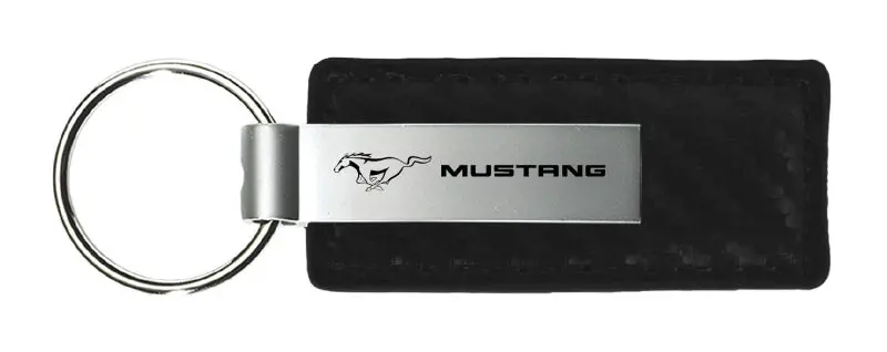 Ford Mustang Carbon Fiber Leather Keychain (Black) 1