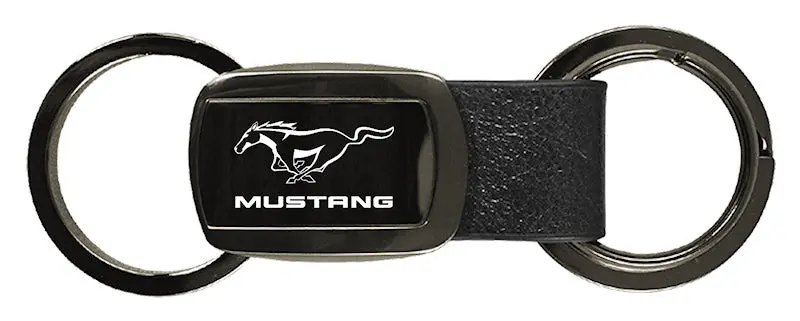 Ford Mustang Double Valet Leather Key Fob (Gun Metal) 1