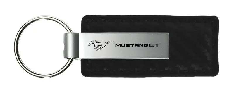 Ford Mustang Gt Carbon Fiber Leather Keychain (Black) 1