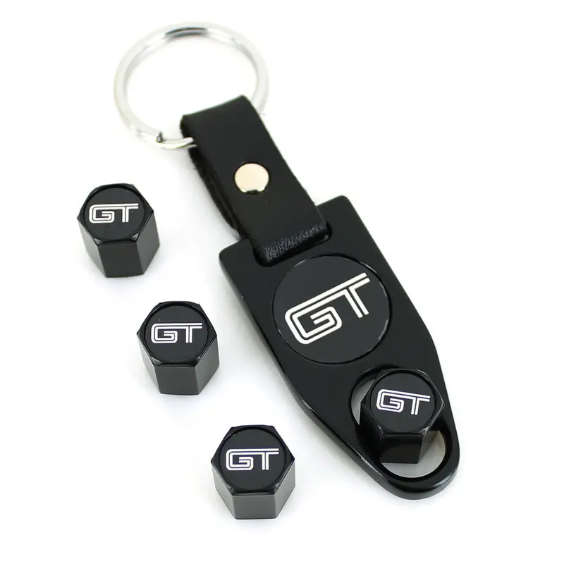 Ford Mustang Gt Logo Tire Valve Caps  Wrench Gift Set  (Black) 1