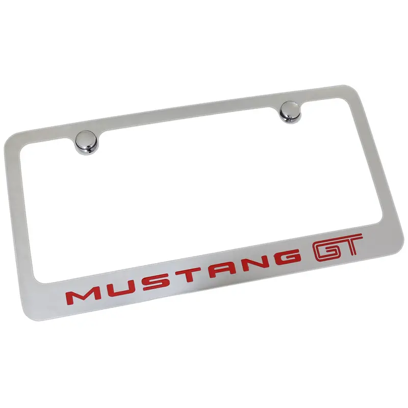 Ford Mustang Gt Red Name License Plate Frame (Chrome) 1
