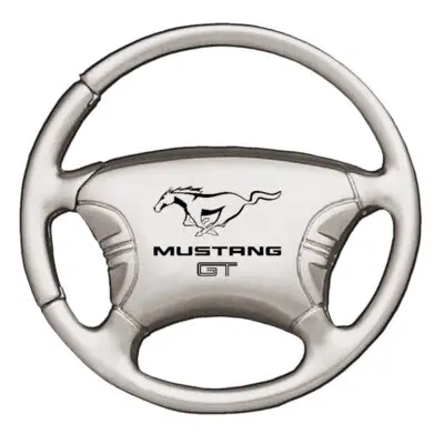 Ford Mustang Gt Steering Wheel Key Chain (Silver) 1