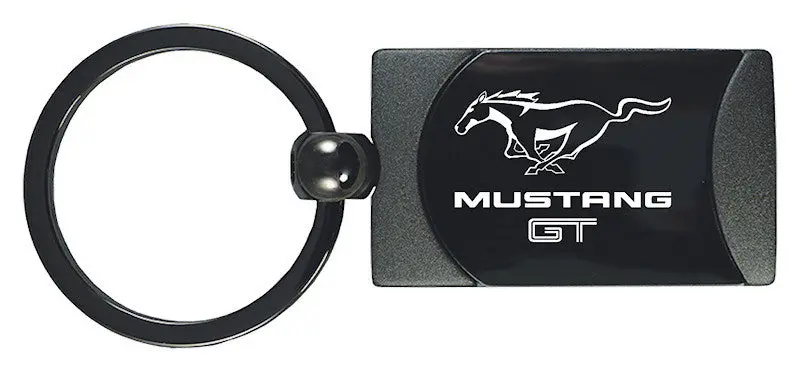 Ford Mustang Gt Two-Tone Rectangular Key Chain (Gun Metal) 1