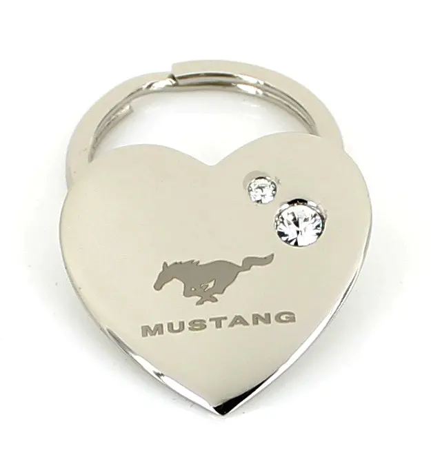 Ford Mustang Heart Shape Keychain (Chrome) 1