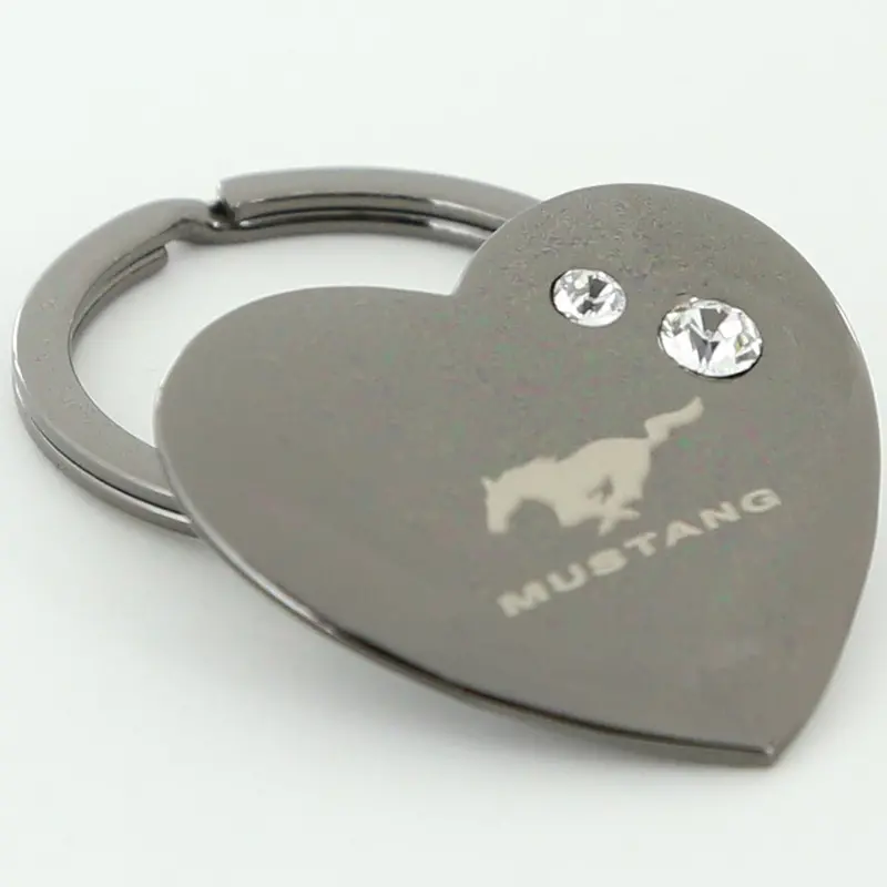 Ford Mustang Heart Shaped Keychain (Black) 2