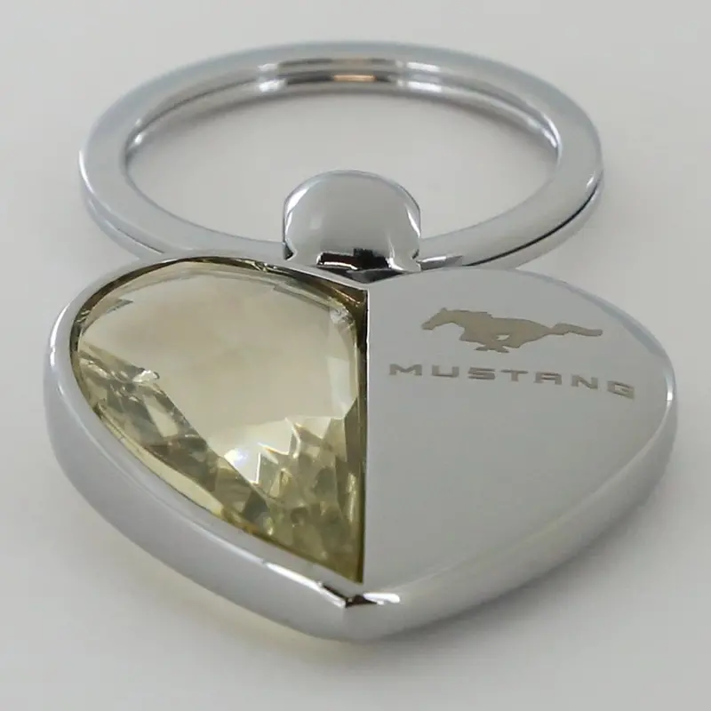 Ford Mustang Heart Shaped Keychain (Chrome) 1