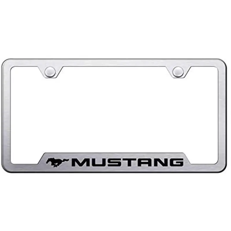 Ford Mustang License Plate Frame (Brushed Chrome) 1