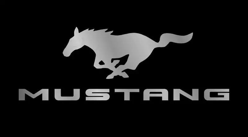Ford Mustang Logo License Plate (Silver On Black) 1