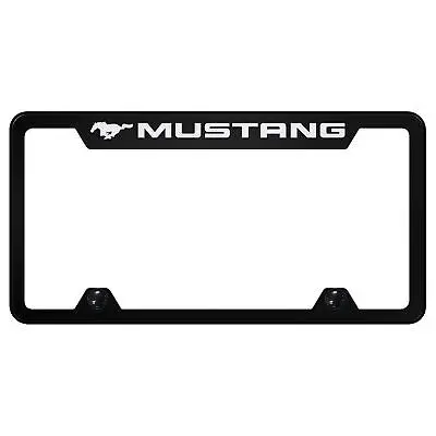 Ford Mustang Logo Stainless Steel Truck Cut-Out License Plate Frame (Black) 1