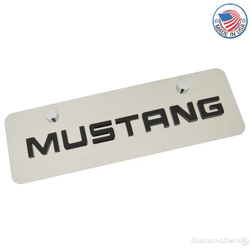 Ford Mustang Mini License Plate (Black On Chrome) 1