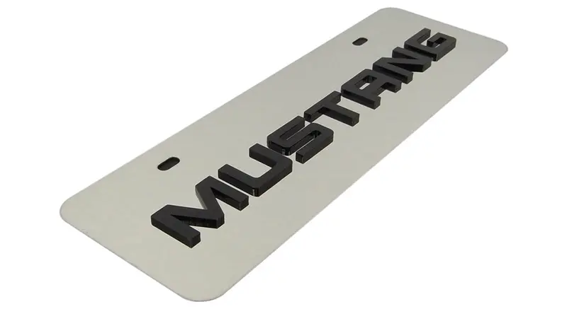 Ford Mustang Mini License Plate (Black On Chrome) 2