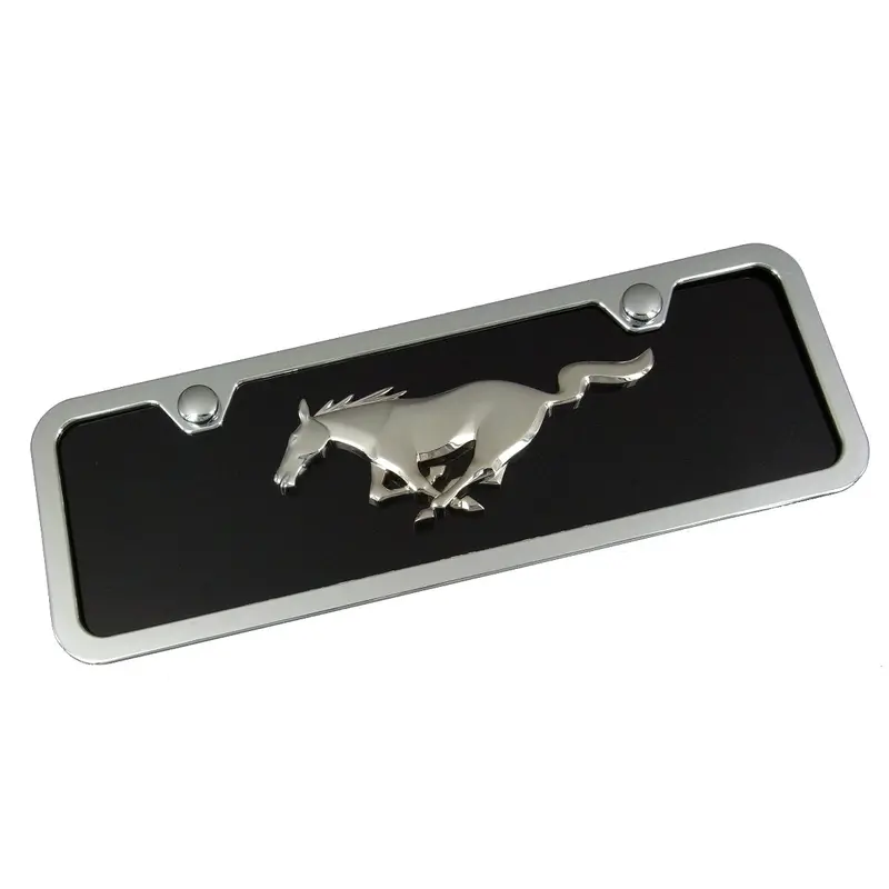Ford Mustang New Logo Mini License Plate Kit (Chrome On Black) 1